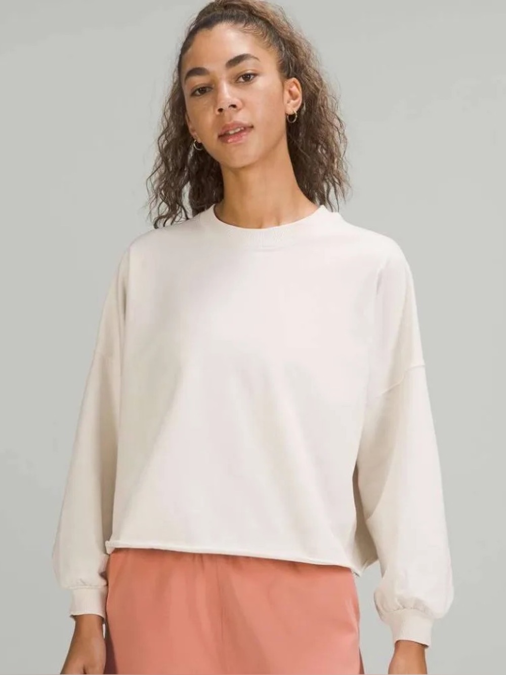Lululemon LA Pullover Crew Off White Oversized Sweatshirt Size 6 VGUC - Picture 6 of 12